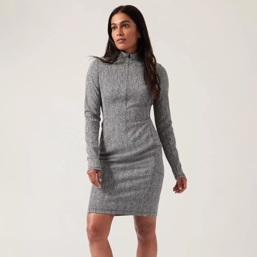 NWT Athleta Delancey Textured Dress, Braiden Black SIZE S